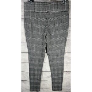Tahari Houndstooth Plaid Pants Womens Medium Black White High Rise Slim